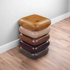 Royal Hampton 18 Inch Side End Table, Sculptural Stacked Design, Mango and Acacia Wood