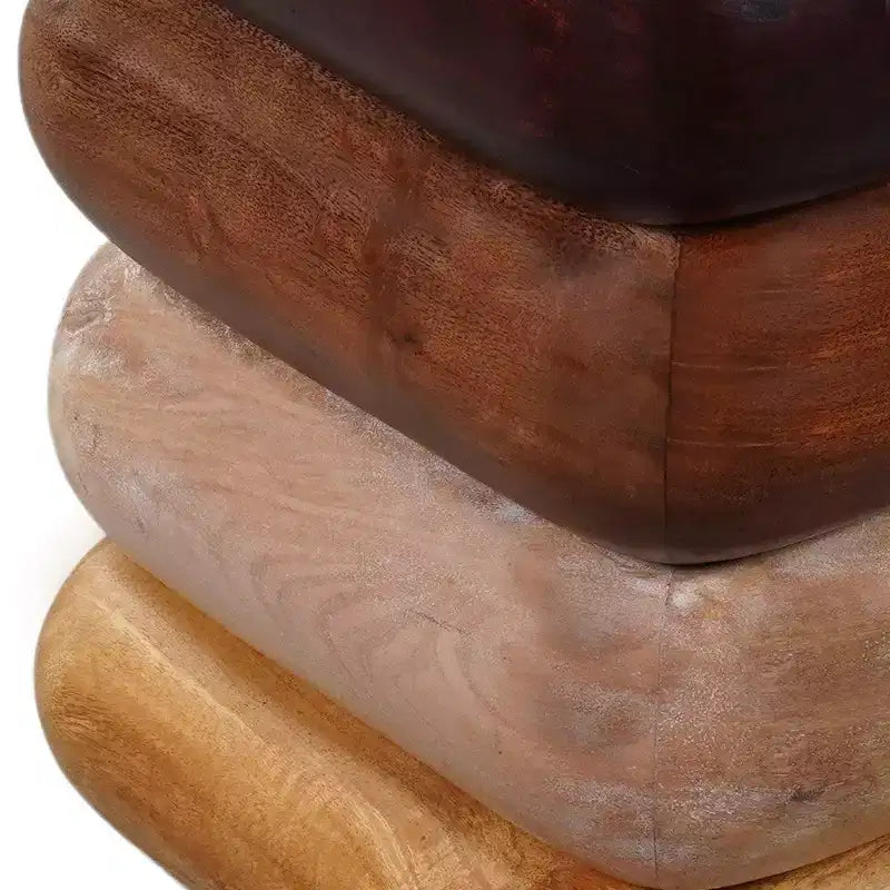 Royal Hampton 18 Inch Side End Table, Sculptural Stacked Design, Mango and Acacia Wood