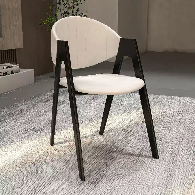 LeisureMod Savor Modern Dining Chair  Upholstered Side Chairs with Curved Back and Iron Frame Mid-Century Kitchen & Dining Room Chairs Set of 4