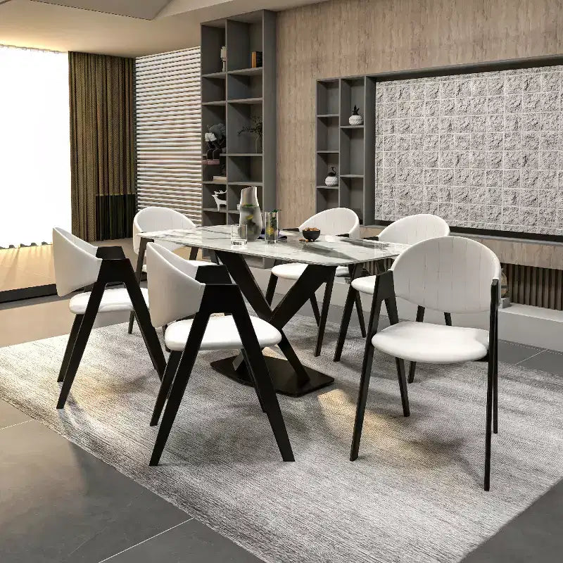 LeisureMod Savor Modern Dining Chair  Upholstered Side Chairs with Curved Back and Iron Frame Mid-Century Kitchen & Dining Room Chairs Set of 4