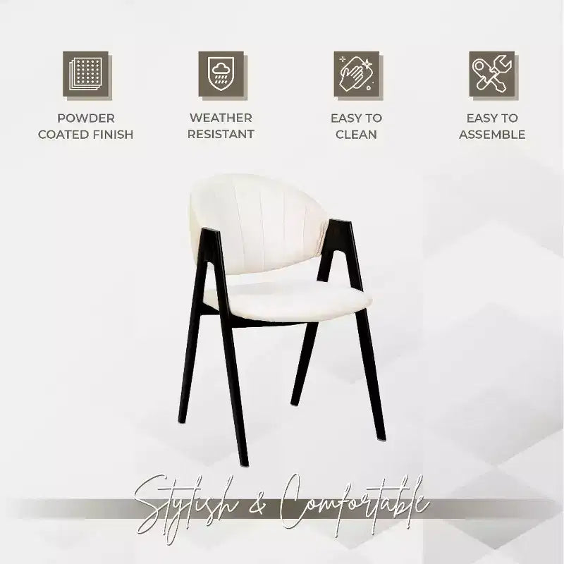 LeisureMod Savor Modern Dining Chair  Upholstered Side Chairs with Curved Back and Iron Frame Mid-Century Kitchen & Dining Room Chairs Set of 4
