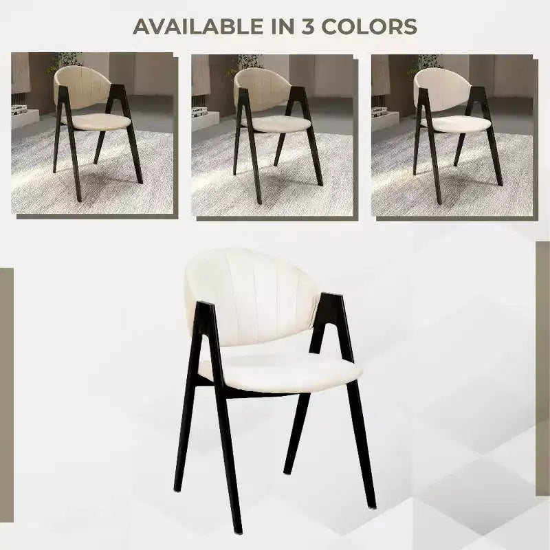 LeisureMod Savor Modern Dining Chair  Upholstered Side Chairs with Curved Back and Iron Frame Mid-Century Kitchen & Dining Room Chairs Set of 4