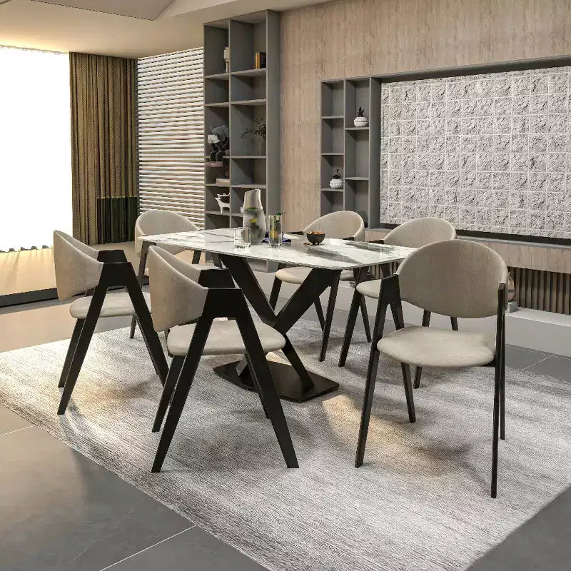 LeisureMod Savor Modern Dining Chair  Upholstered Side Chairs with Curved Back and Iron Frame Mid-Century Kitchen & Dining Room Chairs Set of 4