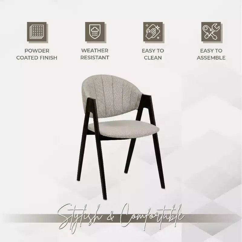 LeisureMod Savor Modern Dining Chair  Upholstered Side Chairs with Curved Back and Iron Frame Mid-Century Kitchen & Dining Room Chairs Set of 4
