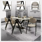 LeisureMod Savor Modern Dining Chair  Upholstered Side Chairs with Curved Back and Iron Frame Mid-Century Kitchen & Dining Room Chairs Set of 4