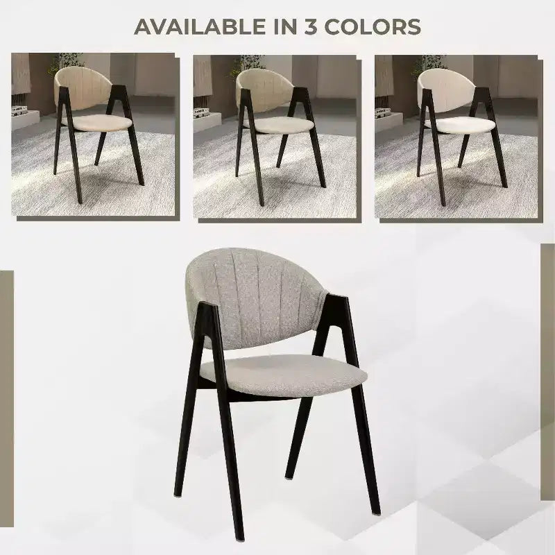 LeisureMod Savor Modern Dining Chair  Upholstered Side Chairs with Curved Back and Iron Frame Mid-Century Kitchen & Dining Room Chairs Set of 4