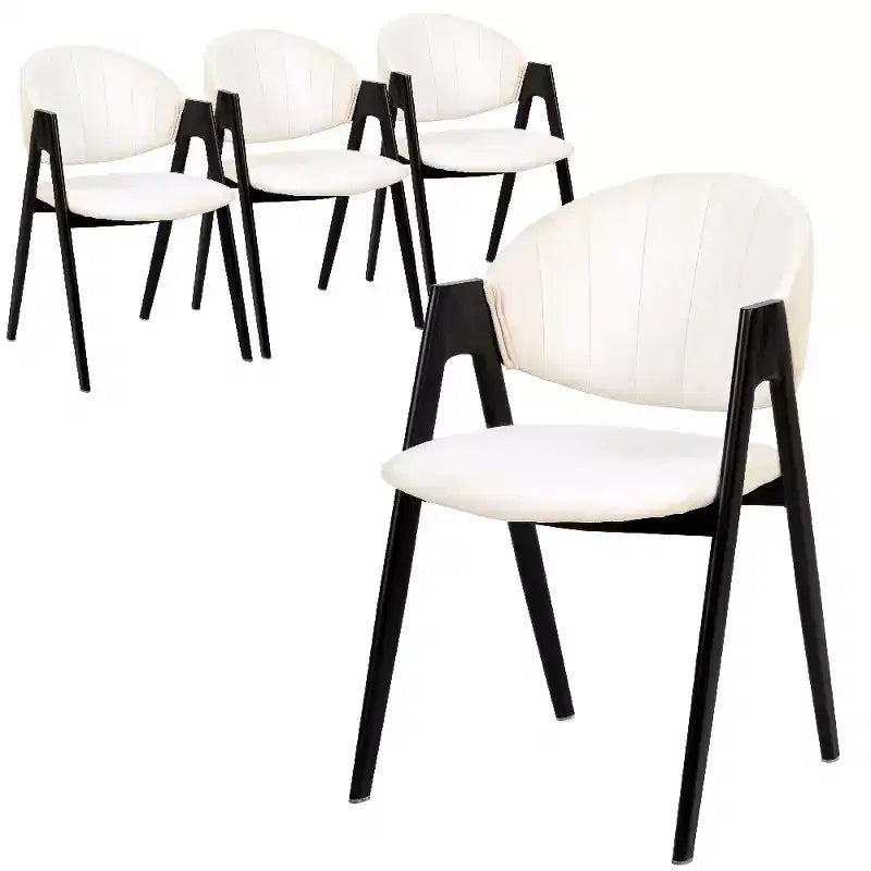LeisureMod Savor Modern Dining Chair  Upholstered Side Chairs with Curved Back and Iron Frame Mid-Century Kitchen & Dining Room Chairs Set of 4