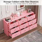 9 Drawer Dressers, Modern Large Dresser for Bedroom Organize, Wooden Long Dresser with 9 Drawers, Storage Chest of Drawers for Bedroom, Living Room