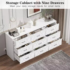 9 Drawer Dressers, Modern Large Dresser for Bedroom Organize, Wooden Long Dresser with 9 Drawers, Storage Chest of Drawers for Bedroom, Living Room