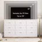 9 Drawer Dressers, Modern Large Dresser for Bedroom Organize, Wooden Long Dresser with 9 Drawers, Storage Chest of Drawers for Bedroom, Living Room