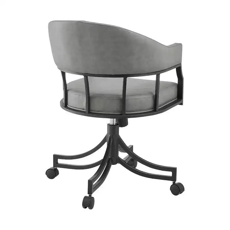Armen Living,Tibet Swivel Rolling Dining Chair with Matte Black Iron