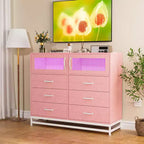 Acekool 8 Drawer Dresser with Cabinet for Bedroom, Tall Storage Chest with Charging Station, Storage Organizer for Living Room, Hallway, Closet