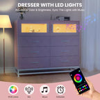 Acekool 8 Drawer Dresser with Cabinet for Bedroom, Tall Storage Chest with Charging Station, Storage Organizer for Living Room, Hallway, Closet