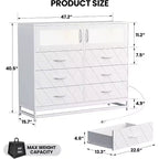 Acekool 8 Drawer Dresser with Cabinet for Bedroom, Tall Storage Chest with Charging Station, Storage Organizer for Living Room, Hallway, Closet