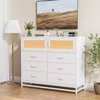 Acekool 8 Drawer Dresser with Cabinet for Bedroom, Tall Storage Chest with Charging Station, Storage Organizer for Living Room, Hallway, Closet
