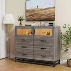 Acekool 8 Drawer Dresser with Cabinet for Bedroom, Tall Storage Chest with Charging Station, Storage Organizer for Living Room, Hallway, Closet