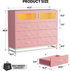 Acekool 8 Drawer Dresser with Cabinet for Bedroom, Tall Storage Chest with Charging Station, Storage Organizer for Living Room, Hallway, Closet