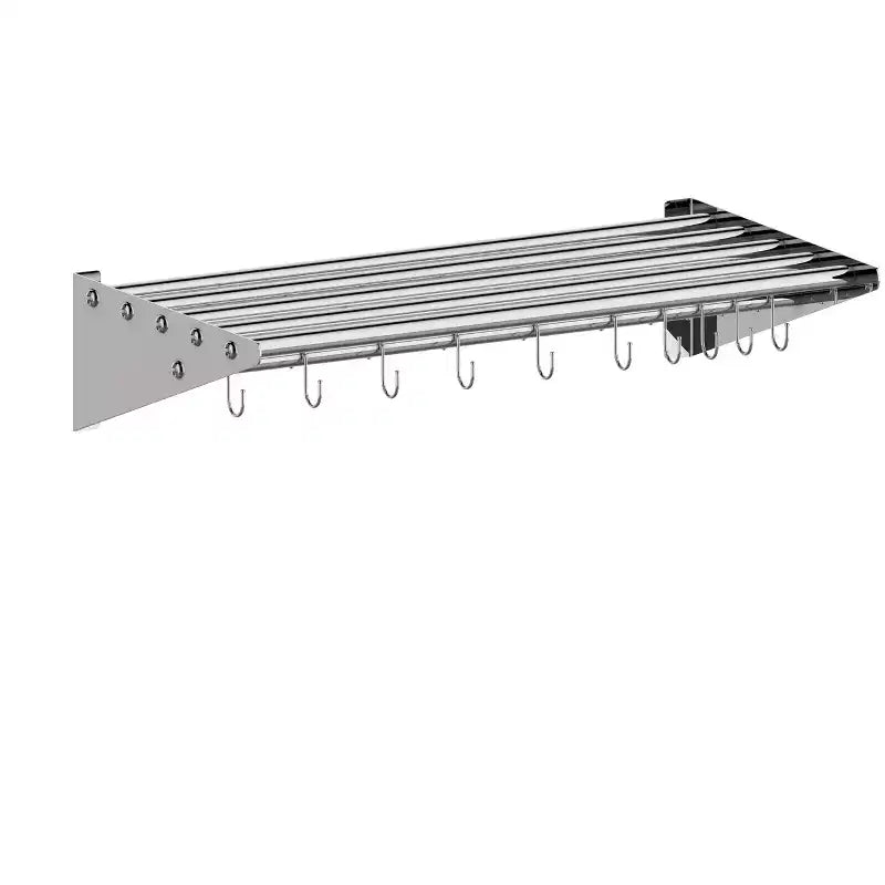 NSF Certified Stainless Steel Wall Mount Shelf, Metal Kitchen Rack with 10 S Hooks for Convenient Storage and Organization of Pots, Pans