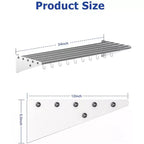 NSF Certified Stainless Steel Wall Mount Shelf, Metal Kitchen Rack with 10 S Hooks for Convenient Storage and Organization of Pots, Pans