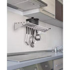 NSF Certified Stainless Steel Wall Mount Shelf, Metal Kitchen Rack with 10 S Hooks for Convenient Storage and Organization of Pots, Pans