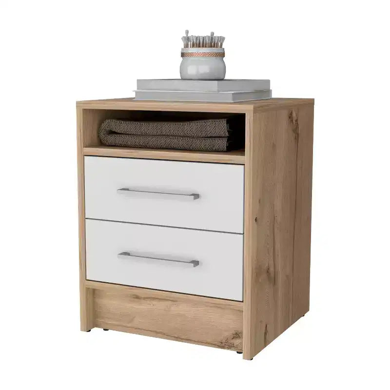 MAYEERTY Nightstand with 2 Drawers Concealed Shelf Vintage Bedside Table for Bedroom Living Room