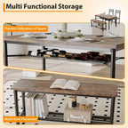4-Piece Industrial Dining Set - Table, 2 Chairs & Bench with Metal Frame and Storage Rack for Small Spaces