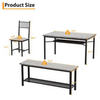 4-Piece Industrial Dining Set - Table, 2 Chairs & Bench with Metal Frame and Storage Rack for Small Spaces
