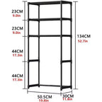 Tall 3-Tier Bathroom Shelf Unit, Over-The-Toilet Storage Rack with Iron Frame, Space Saving Organizer for Towels & Supplies