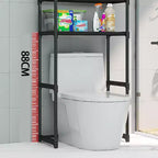 Tall 3-Tier Bathroom Shelf Unit, Over-The-Toilet Storage Rack with Iron Frame, Space Saving Organizer for Towels & Supplies