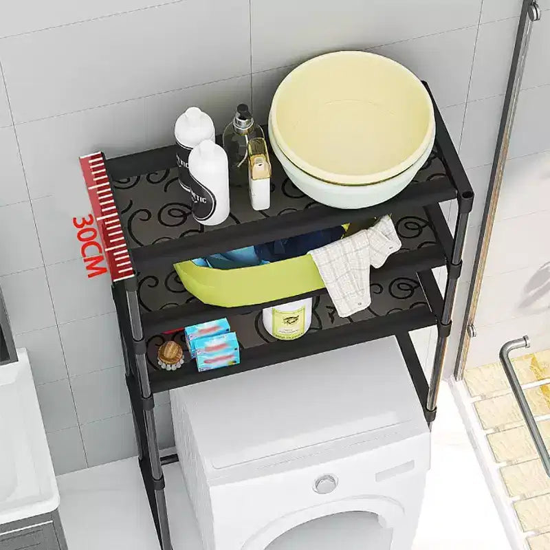 Tall 3-Tier Bathroom Shelf Unit, Over-The-Toilet Storage Rack with Iron Frame, Space Saving Organizer for Towels & Supplies