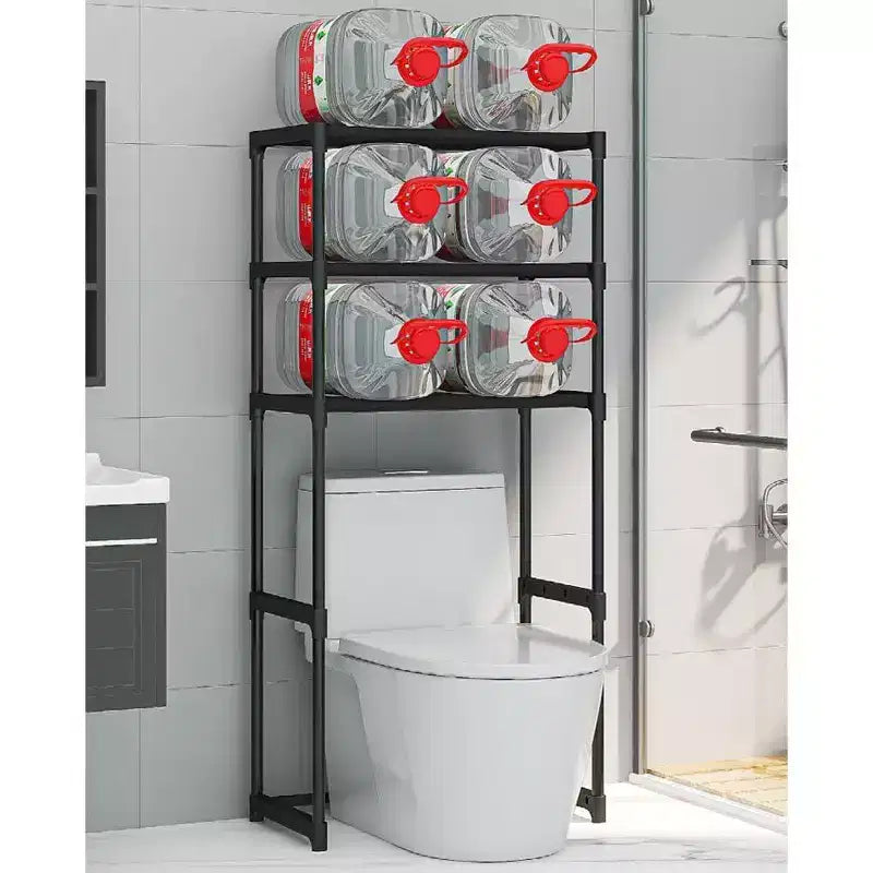 Tall 3-Tier Bathroom Shelf Unit, Over-The-Toilet Storage Rack with Iron Frame, Space Saving Organizer for Towels & Supplies