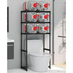 Tall 3-Tier Bathroom Shelf Unit, Over-The-Toilet Storage Rack with Iron Frame, Space Saving Organizer for Towels & Supplies