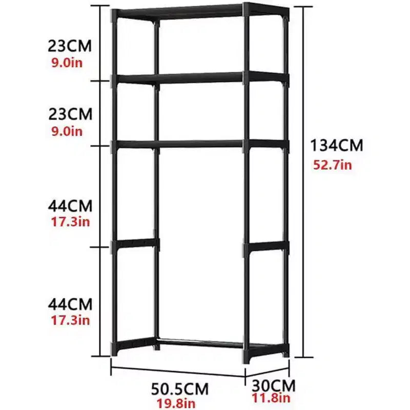 Tall 3-Tier Bathroom Shelf Unit, Over-The-Toilet Storage Rack with Iron Frame, Space Saving Organizer for Towels & Supplies