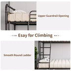 Metal Bunk Bed Twin Over Full Size with Angled Ladder, High Guardrail,Heavy Duty Bunk Bed Frame with Metal Slats, Smooth Rounded Edges, for Kids,Teens