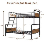 Metal Bunk Bed Twin Over Full Size with Angled Ladder, High Guardrail,Heavy Duty Bunk Bed Frame with Metal Slats, Smooth Rounded Edges, for Kids,Teens