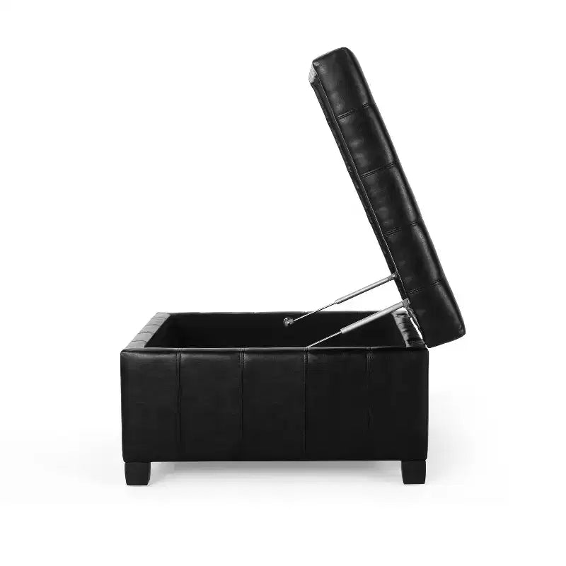 GDFStudio Rigby Contemporary Button Tufted Faux Leather Upholstered Storage Ottoman
