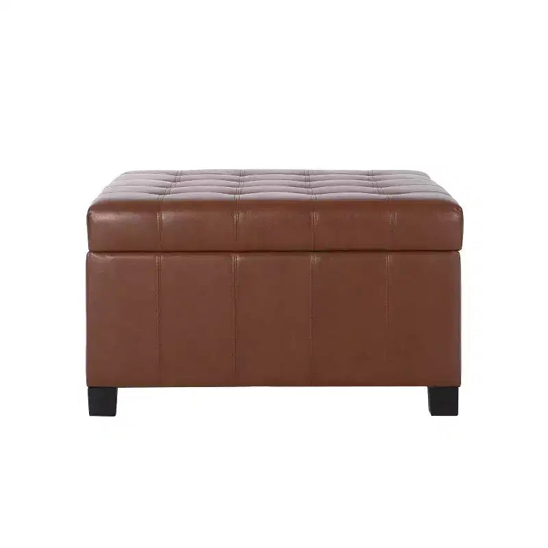 GDFStudio Rigby Contemporary Button Tufted Faux Leather Upholstered Storage Ottoman