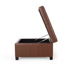 GDFStudio Rigby Contemporary Button Tufted Faux Leather Upholstered Storage Ottoman