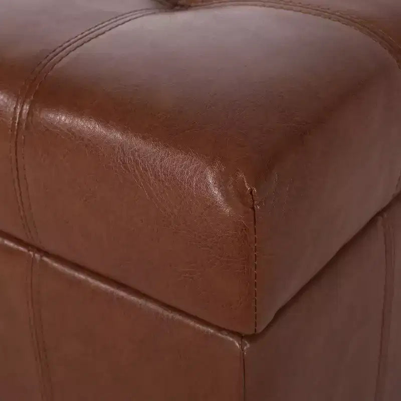 GDFStudio Rigby Contemporary Button Tufted Faux Leather Upholstered Storage Ottoman