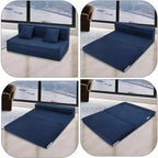 Acekool Folding Sofa Mattress, Convertible Queen Memory Foam Sofa Bed with Pillow, Linen Futon Floor Couch for Living Room or Guest Room