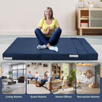 Acekool Folding Sofa Mattress, Convertible Queen Memory Foam Sofa Bed with Pillow, Linen Futon Floor Couch for Living Room or Guest Room