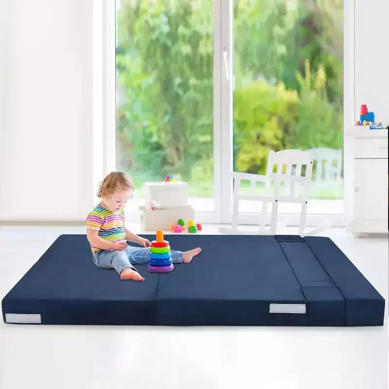 Acekool Folding Sofa Mattress, Convertible Queen Memory Foam Sofa Bed with Pillow, Linen Futon Floor Couch for Living Room or Guest Room