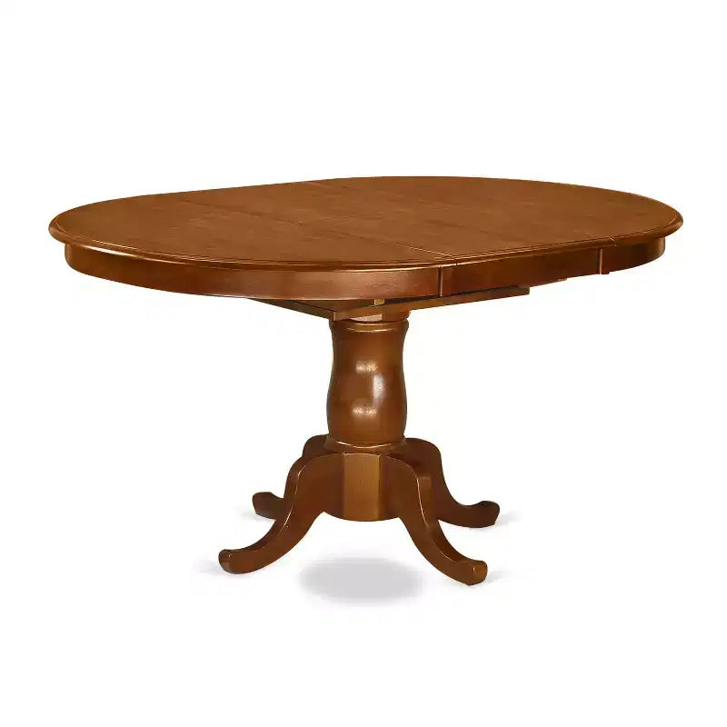 HomeStock Belmont Portland Dining Table Set Having 18 Leaf Table And Kitchen Chairs, Saddle Brown