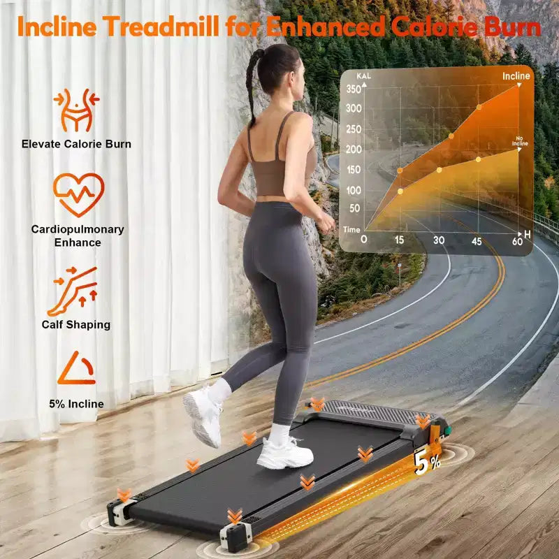 Tapis da Camminata Akluer con Inclinazione, Tapis Roulant 2-in-1 Sotto Scrivania e Massaggiatore Piedi Shiatsu, Tapis Roulant Portatile Silenzioso 2.5HP per Casa Ufficio con Display a LED