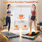 Tapis da Camminata Akluer con Inclinazione, Tapis Roulant 2-in-1 Sotto Scrivania e Massaggiatore Piedi Shiatsu, Tapis Roulant Portatile Silenzioso 2.5HP per Casa Ufficio con Display a LED