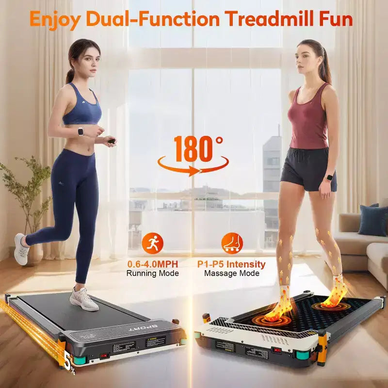 Tapis da Camminata Akluer con Inclinazione, Tapis Roulant 2-in-1 Sotto Scrivania e Massaggiatore Piedi Shiatsu, Tapis Roulant Portatile Silenzioso 2.5HP per Casa Ufficio con Display a LED