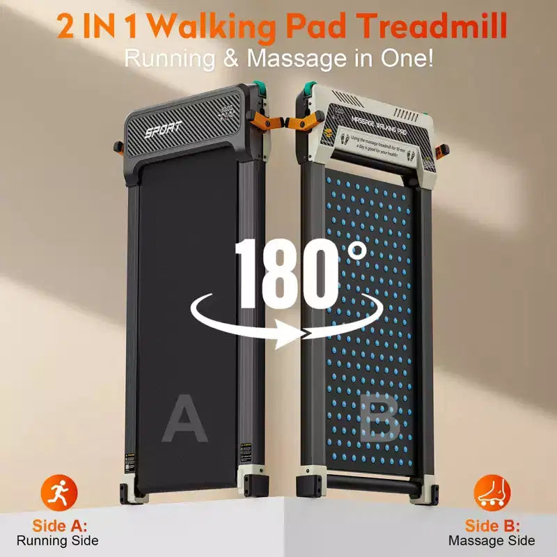 Tapis da Camminata Akluer con Inclinazione, Tapis Roulant 2-in-1 Sotto Scrivania e Massaggiatore Piedi Shiatsu, Tapis Roulant Portatile Silenzioso 2.5HP per Casa Ufficio con Display a LED