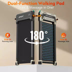 Tapis da Camminata Akluer con Inclinazione, Tapis Roulant 2-in-1 Sotto Scrivania e Massaggiatore Piedi Shiatsu, Tapis Roulant Portatile Silenzioso 2.5HP per Casa Ufficio con Display a LED