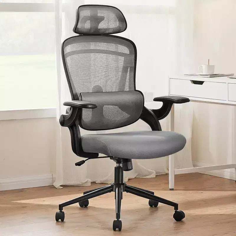Sedia da ufficio Bestier con supporto lombare e poggiatesta regolabili, comoda sedia da computer in rete con braccioli morbidi ribaltabili, sedia da gaming regolabile in altezza