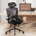 Sedia da ufficio Bestier con supporto lombare e poggiatesta regolabili, comoda sedia da computer in rete con braccioli morbidi ribaltabili, sedia da gaming regolabile in altezza